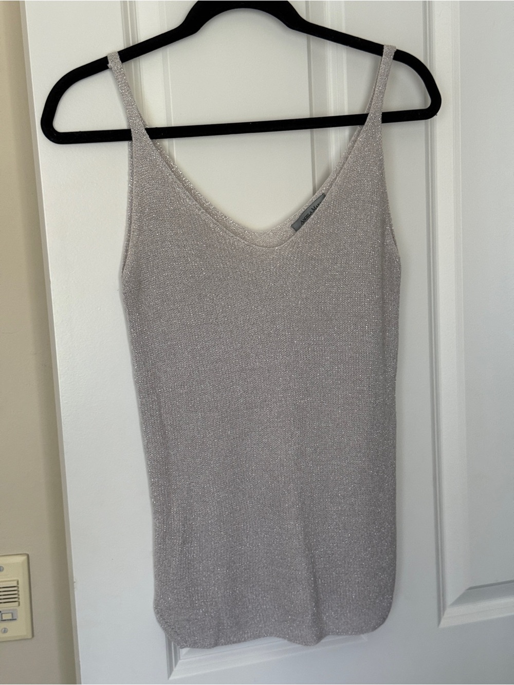 Angela Mara Shimmery Silver Scoop Neck Tank Size S